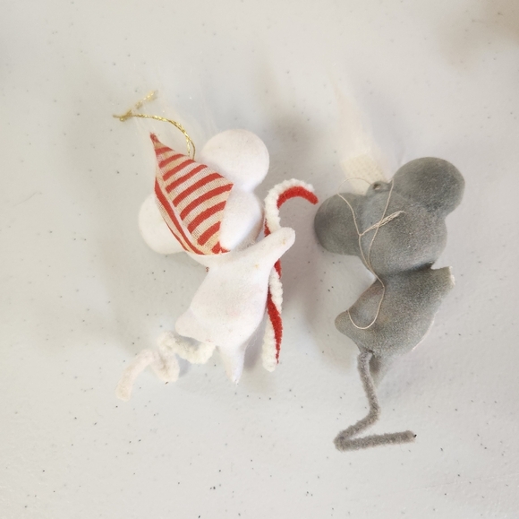 Vintage Flocked Mouse Mice Christmas Tree Ornament Lot MCM 60s 70s Kitsch - Picture 6 of 7